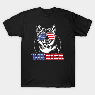 Proud Shiba Inu American Flag Merica T-Shirt